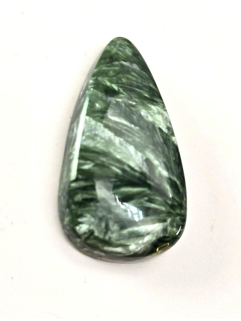 Seraphinite Polished Gemstone Cabochon Teardrop Shape 16x22x5.9 JH5007 - Picture 5 of 10